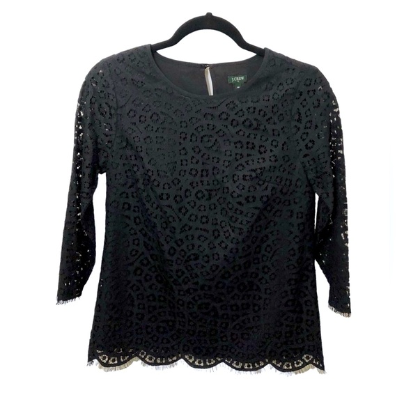 J. Crew Tops - 🎄J. Crew black lace top with 3/4 sleeves. Size 6. NWT.